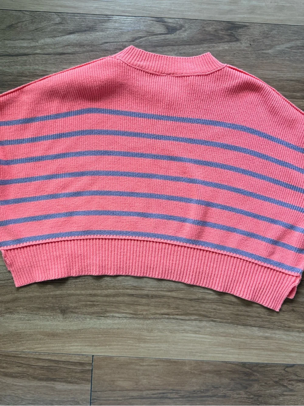 Free People Easy Street Striped Cropped Sweater Coral size Medium